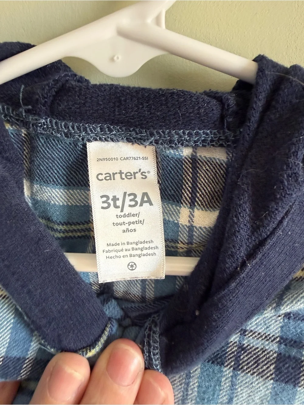 Carter's Blue Plaid Hooded Button-Down Shirt
